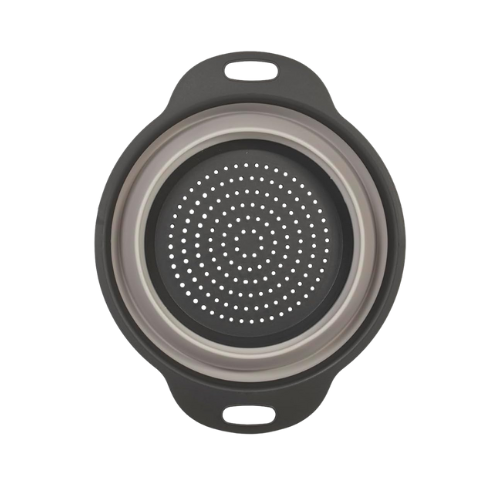 Silicone Space Saving Daily Cooking Cream Black Collapsible Colander Set