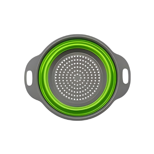 Silicone Space Saving Daily Cooking Green Collapsible Colander Set